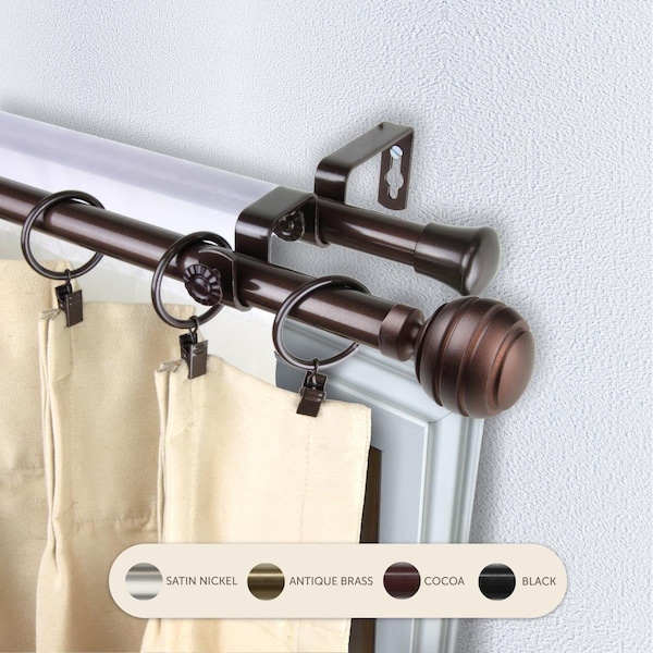 Kd 0.8125 in. Louise Double Curtain Rod with 48 to 84 in. Extension, Cocoa KD3739743 - main